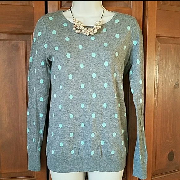 Old Navy Sweaters - Grey with Mint Polka Dot Old Navy Sweater